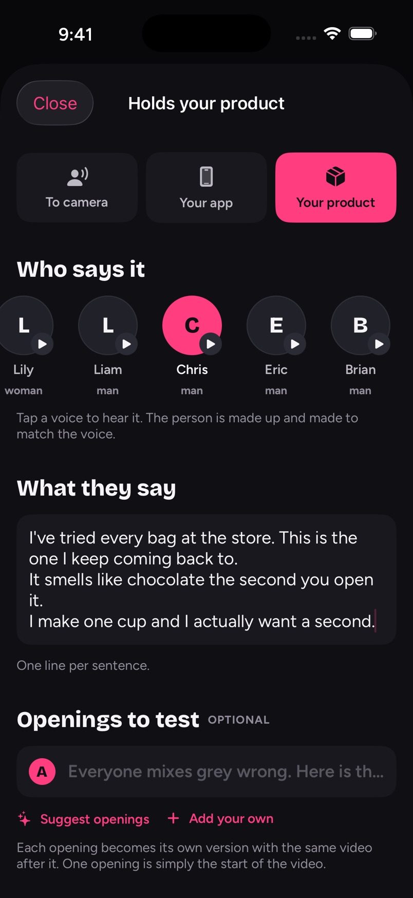 Choosing a voice and what the presenter holds