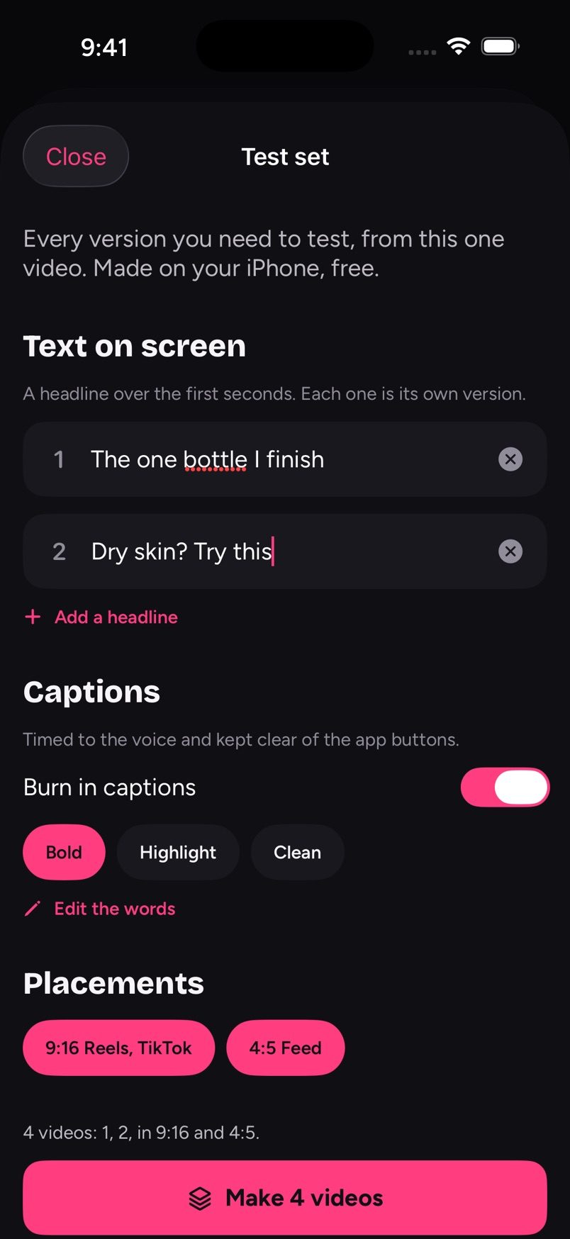 Making a test set from one video